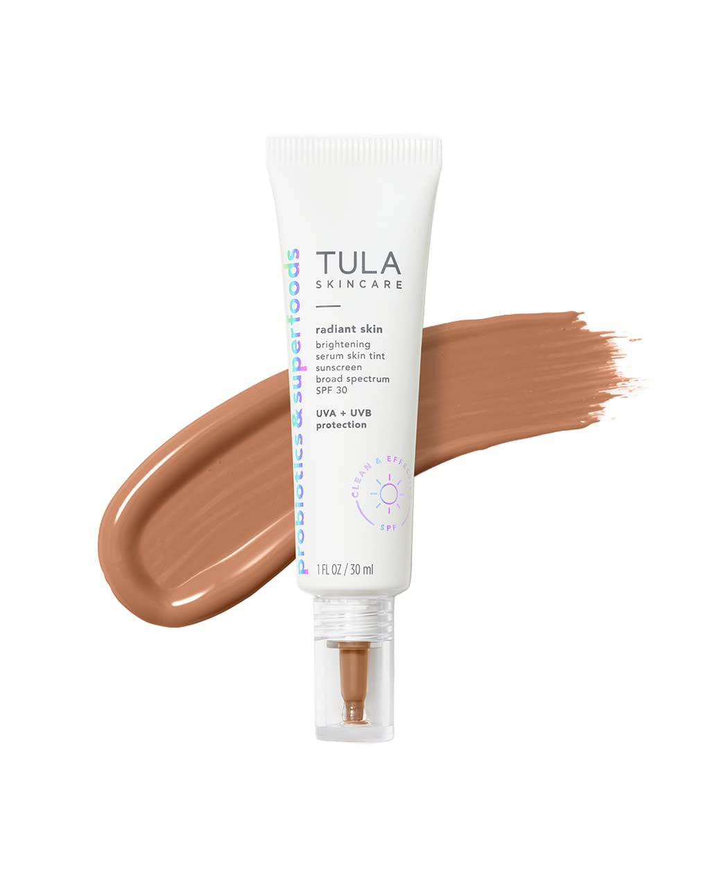 Tula Skin Care Radiant Skin Brightening Serum Skin Tint Spf-Facial Sunscreen Provides Broad Spectrum Spf 30 Protection, Tinted, Serum-Light Formula Brightens And Evens Skin-Shade 20, 1.0 Fl Oz