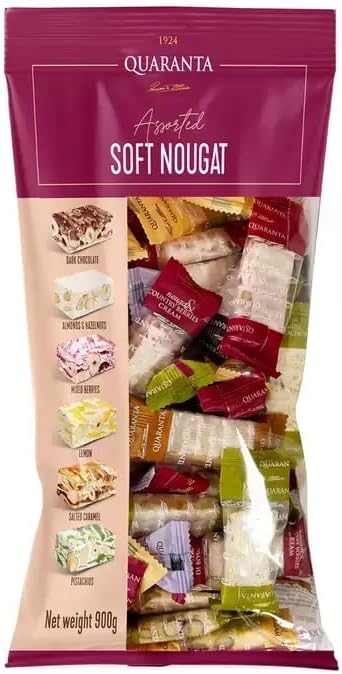 Quaranta Assorted Italian Soft Nougat, 900G, Authentic Italian Recipe, Soft And Delightful, Traditional Italian Sweets, Individually Wrapped Pieces
