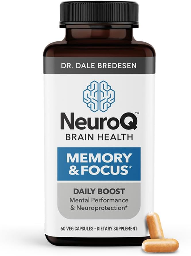 NeuroQ Memory & Focus - Boosts Cognitive Performance & Healthy Brain Function - Neuroprotective Formula by Dr. Dale Bredesen - Gotu Kola Ginkgo Phosphatidylserine Coffee Fruit & Propolis - 60 Capsules