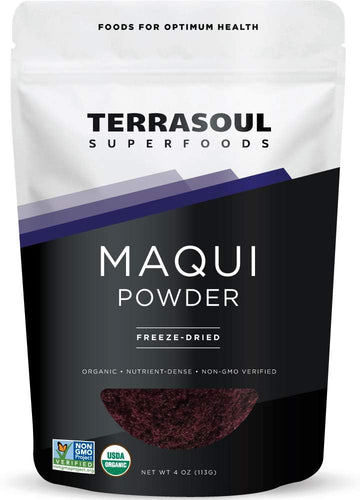 Terrasoul Superfoods Organic Maqui Berry Powder, 4 Oz, Freeze-Dried, Antioxidant-Rich Superfood For Smoothies, Desserts, And Immune Support