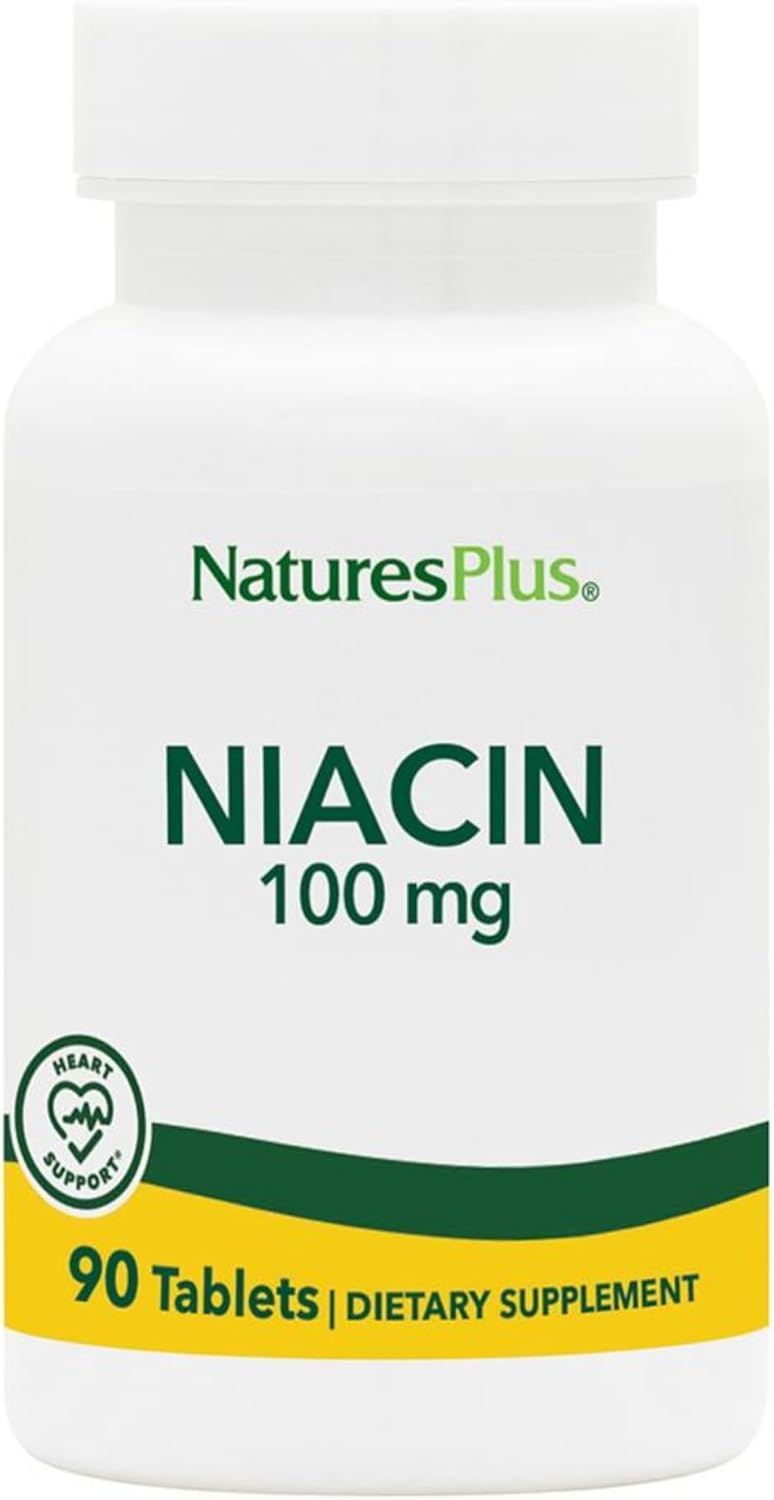 Natures Plus Niacin - 100 Mg, 90 Vegetarian Tablets - High Potency Vitamin B3 Supplement - Gluten-Free - 90 Servings