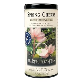 The Republic Of Tea Spring Cherry Green Tea, 50 Tea Bag Tin