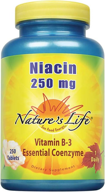 Nature's Life Niacin 250 mg | Vitamin B3 Supplement | Healthy Blood Lipid and Skin Support | Lab Verified | 250 Tablets