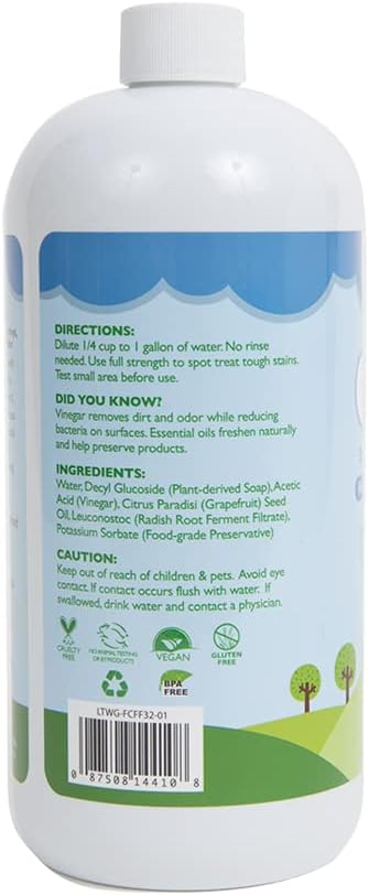 Little Twig Plant Based Concentrated Multi-Surface and Floor Cleaner with Eco-Friendly Ingredients & No Toxic Residue, Child & Pet Safe, Unscented, 32 Fluid Oz (LTWG-FCFF32-06)