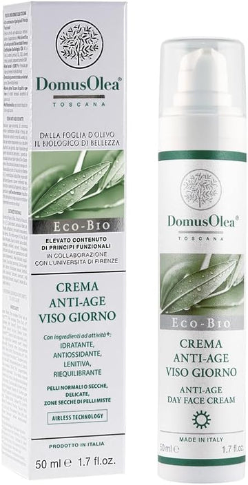 Domus Olea Toscana Anti-Age Face Day Cream – Moisturizing, Antioxidant, With Phytocomplex Of Helichrysum And Vitamins – Normal, Dry And Delicate Skin – Light Airless Texture – 50 Ml
