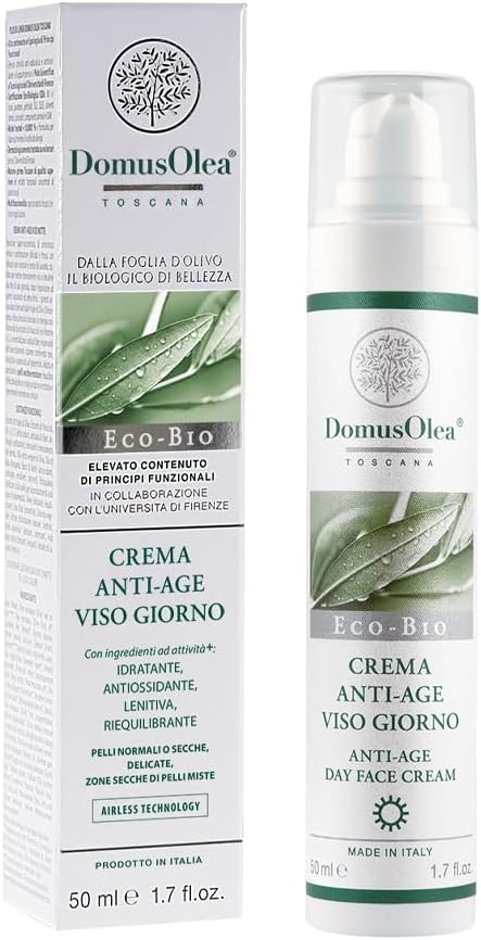 Domus Olea Toscana Anti-Age Face Day Cream – Moisturizing, Antioxidant, With Phytocomplex Of Helichrysum And Vitamins – Normal, Dry And Delicate Skin – Light Airless Texture – 50 Ml