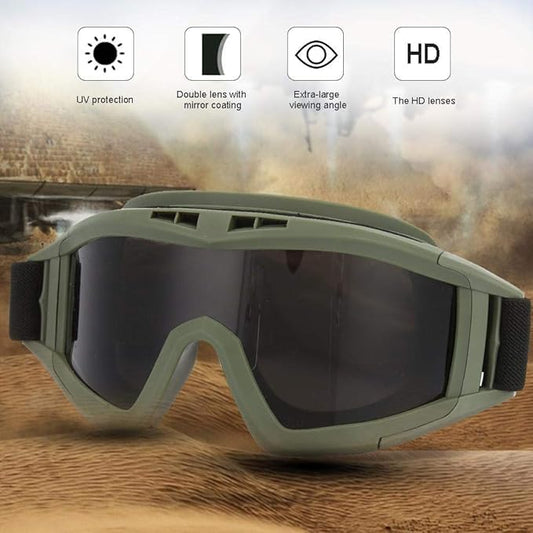 INFINIBYTE Multipurpose Anti-Fog Wind Goggles with Impact Resistance- 360° Ventilation, Panoramic Lens, and 3 Interchangeable Lenses for Cycling and Motorcycling