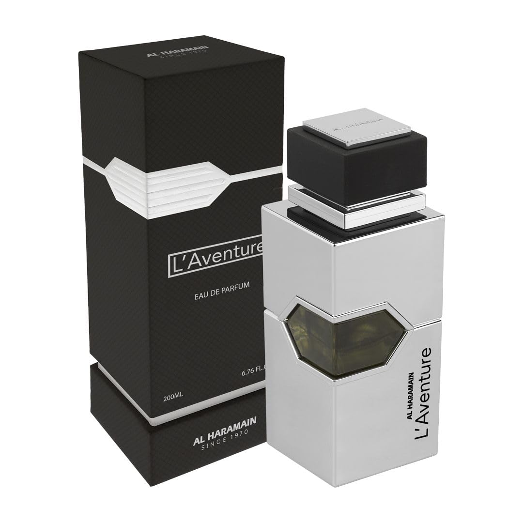 Al Haramain L'Aventure - Arabian Perfume For Men - Long Lasting Fragrance With Notes Of Lemon, Bergamot, Jasmine, Musk, Patchouli, And Amber - Arabic Eau De Parfum - 6.76 Oz Edp Spray