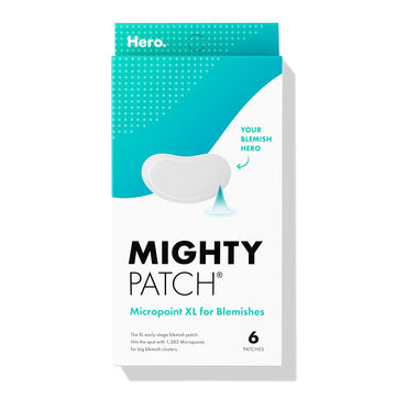 Hero Cosmetics Mighty Patch Micropoint™ Xl For Blemishes - Hydrocolloid Acne Spot Treatment Patch For Early Stage Zits And Hidden Pimples, 1,385 Proprietary Micropoints (6 Count)
