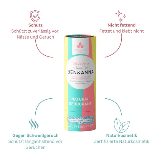 Ben & Anna Soda Deodorant Paper Tube - Coco Mania 1.41 Oz