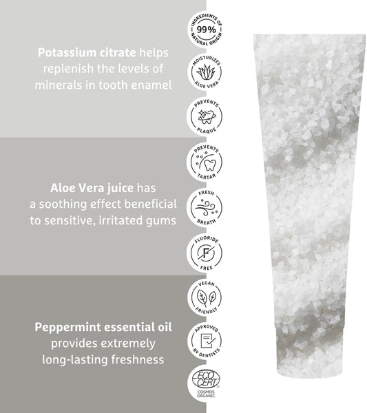 Ecodenta Organic Toothpaste Fluoride Free - Sensitivity Relief Tooth Paste With Salt And Aloe Vera Vegan Friendly 75Ml
