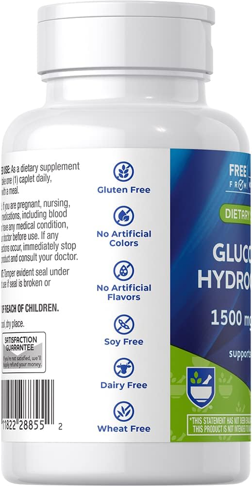 Rite Aid Glucosamine Hydrochloride Caplet - 1500mg, 30 Count, Joint Support Supplement, Antioxidant Properties, Helps with Inflammatory Response, Occasional Discomfort Relief for Back, Knees & Hands : Health & Household