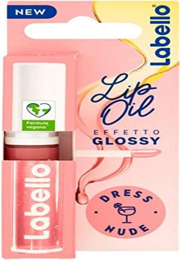Labello Lip Oil Glossy Effect - Dress Nude 5Ml, Lip Gloss With Vegan Formula Volume Effect, 100% Natural Lip Gloss Chosen By Valentina Ferragni
