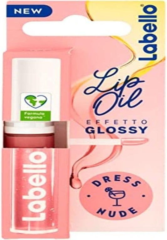 Labello Lip Oil Glossy Effect - Dress Nude 5Ml, Lip Gloss With Vegan Formula Volume Effect, 100% Natural Lip Gloss Chosen By Valentina Ferragni