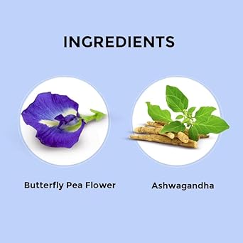 Blue Tea - Butterfly Pea Flower Tea - Ashwagandha - 15 Count - Plant Based Tea Bag | Detox Tea | Caffeine Free - Flower Based - Vegan - Ayurvedic Blend - Non-Gmo - No Additives | Tin Pack