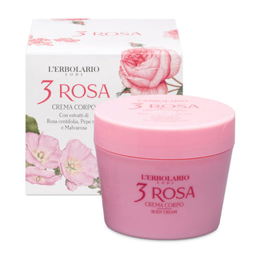 L'Erbolario Body Cream - Moisturizing Body Butter For Dry Skin - Prevents Skin Aging - Firming Skin Care With Floral And Spicy Scent - 3 Rosa - 6.7 Oz