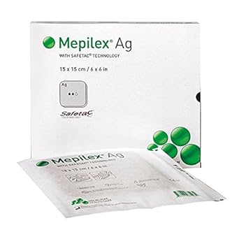 Mepilex 287110 Ag Specialist Foam Antimicrobial Silicone Dressing, Non Bordered, 10 Cm X 10 Cm (Pack Of 5)