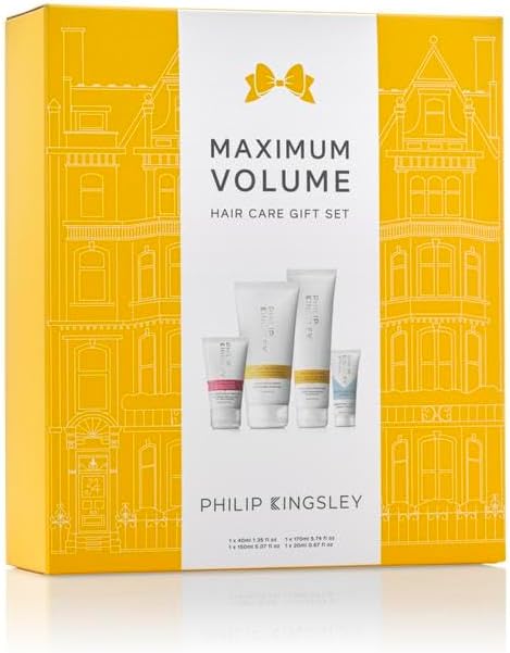 Philip Kingsley | Maximum Volume Hair Care Gift Set | Includes Elasticizer Treatment, Body Building Weightless Shampoo, Body Building Conditioner, Finishing Touch Frizz Fighting Gloss | 4 Set