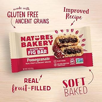 Nature'S Bakery Gluten Free Fig Bars, Pomegranate, 1- 12 Count Box Of 2 Oz Twin Packs (12 Packs), Vegan Snacks, Non-Gmo