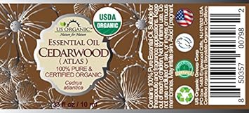 US Organic 100% Pure Cedarwood Essential Oil (Atlas) - USDA Certified Organic, Steam Distilled (More Size Variations Available) (10 ml / .33 fl oz)