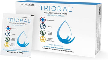 Trioral Rehydration Electrolyte Powder - Who Hydration Supplement Salts Formula - Combat Dehydration From Workouts, And Much More - 100 Drink Mix Packs