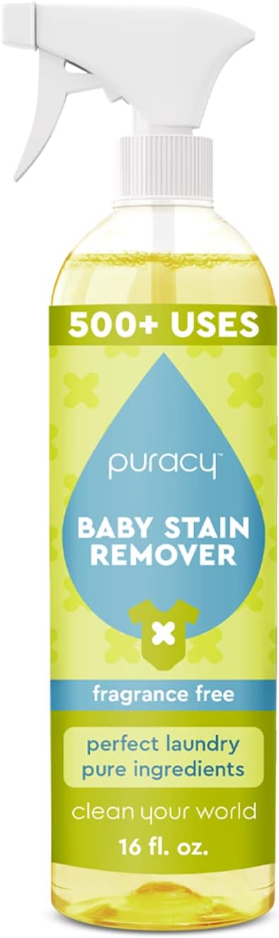 Puracy Natural Baby Laundry Stain Remover, Enzyme Odor Eliminator, Free & Clear, 16 Ounce