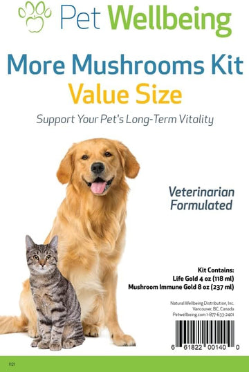 Pet Wellbeing More Mushrooms Kit For Dogs & Cats - Immune System Support And Antioxidant Protection - Vet-Formulated With Turkey Tail, Reishi, Maitake, Astragalus