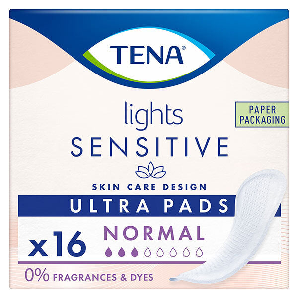 Tena Lights Sensitive Incontinence Pads Normal 16 Pack