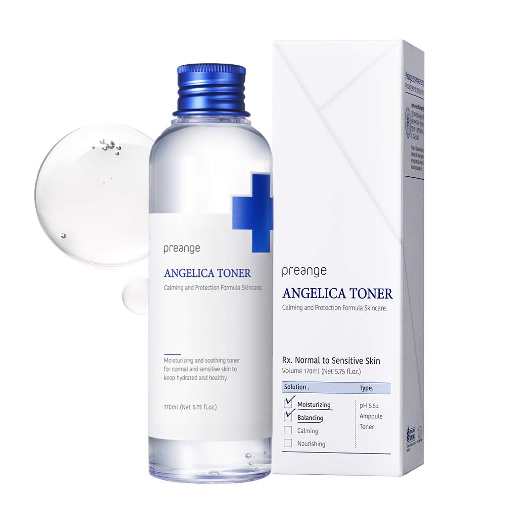 Preange Angelica Toner – Calming Facial Toner With Guaiazulene And Angelica Complex For Dry & Sensitive Skin - Ph Balancing Irritated And Sensitive Skin And Reduce Redness, 5.75 Fl.Oz