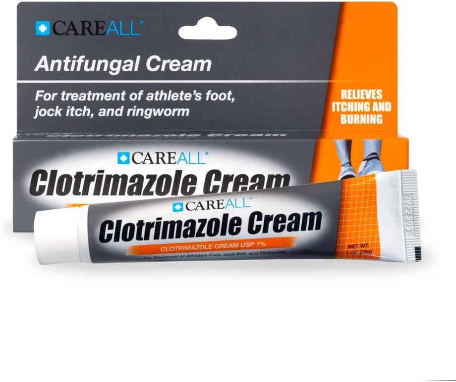 CareAll Clotrimazole Antifungal Cream 1% USP 1.0 oz. (4 Pack), Cures Most Athlete’s Foot, Jock Itch and Ringworm, Compare to The Leading Brand. : Health & Household