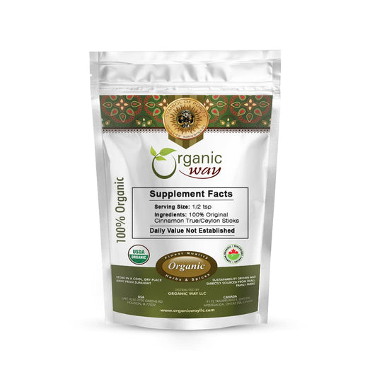 Organic Way True Ceylon Cinnamon Sticks (Cinnamomum Verum) - Adds Flavour | Organic & Kosher Certified | Raw, Vegan, Non Gmo & Gluten Free | Usda Certified | Origin - Sri Lanka (1Lbs / 16Oz)
