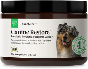 Ultimate Pet Nutrition Canine Restore, Prebiotic, Probiotic, Postbiotic, Digestive Health, Immunity Support, Vet Formulated, Powder, Food Topper