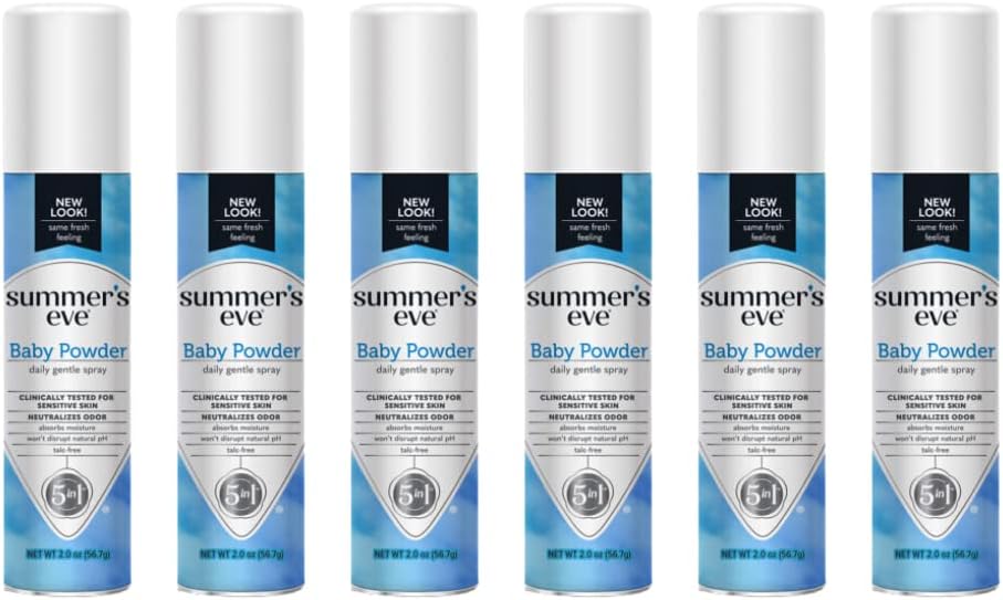 Summer'S Eve Freshening Spray | Baby Powder | 2 Oz Size | Pack Of 6 | Ph Balanced, Dermatologist & Gynecologist Tested