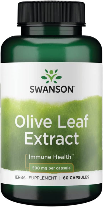 Swanson Olive Leaf Extract Supplement - Standardized to 20% oleuropein - (500mg, 60 Capsules)