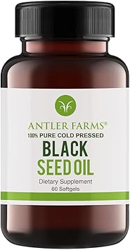 Antler Farms - Black Seed Oil Softgel Capsules -100% Pure, Virgin, Cold-Pressed 60 Softgels, 500Mg – 2% Thymoquinone, Turkish Black Cumin Nigella Sativa Seed Oil