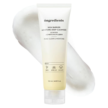 Ongredients Skin Barrier Moisture Deep Cleanser | Daily Foam Cleanser For Sensitive Skin | Centella, Peptide, Aha, Lha, Hydrating, Non-Stripping, Pore Tightening | Vegan, Korean Skin Care 4.06 Fl Oz