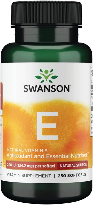 Swanson Natural Vitamin E - Natural Supplement Supporting Heart Health '&' Tissue Protection - Essential Nutrient Promoting Overall Health '&' Wellness 200 Iu (134.2 Milligrams) 250 Sgels