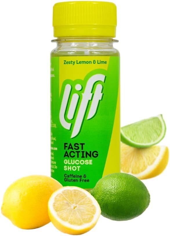 Lift Fast-Acting Glucose Energy Juice Shots, Lemon & Lime, 12 Pack Of 60 Ml Bottles