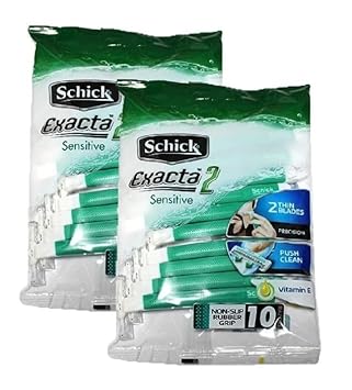 Schick Exacta2 Sensitive Skin Disposable Mens Shaver 20 Count (10 Count X 2Pack) 2023 New Verson