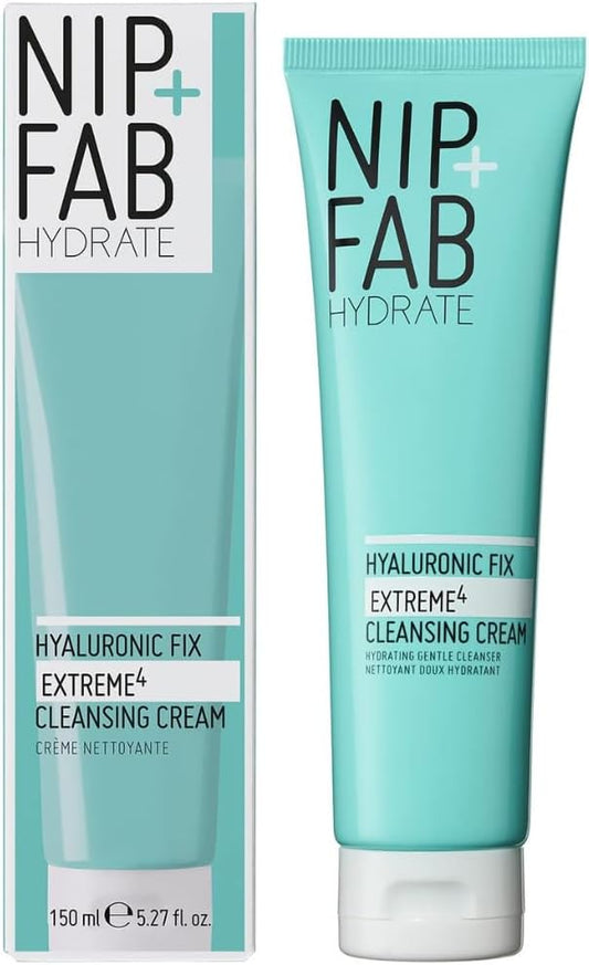 Nip + Fab Hyaluronic Acid Fix Extreme 4 Cleansing Cream, Gentle Cleanser, Face Wash, Anti-Aging And Hydrating For Dry/Sensitive Skin