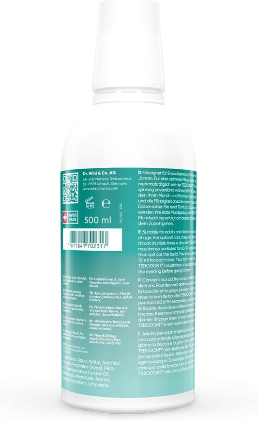 Tebodont Mouthrinse, Inhibits The Formation Of Plaque, Cares For And Strengthens The Gums, Contains Tea Tree Oil, Without Fluoride