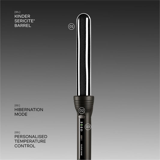 Cloud Nine The Curling Wand Hair Curler | Styling Tool Variable Temperature Control 125°C To 175°C Range Of Hair Types Strong Shiny Healthy Results | Ceramic Barrel Pivoting Cord | Quick Heat