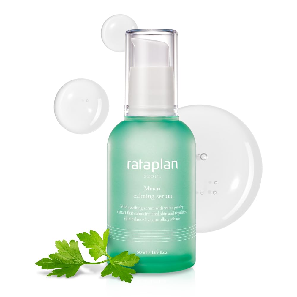 Rataplan Water Parsley Calming Serum - Korean Skincare With Hyaluronic Acid, Aloe, Centella Asiatica, Tea Tree, Heartleaf, Reduce Skin Heat, Hypoallergenic, Replenish Moisture, 1.69 Fl Oz