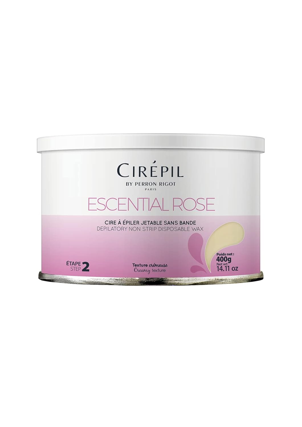 Cirepil - Escential Rose - 400G / 14.11 Oz Wax Tin - Light Rose Scent - Creamy Texture - All-Purpose, Excellent For Short, Coarse Or Shaved Hair - Easy Removal, No Strips Needed