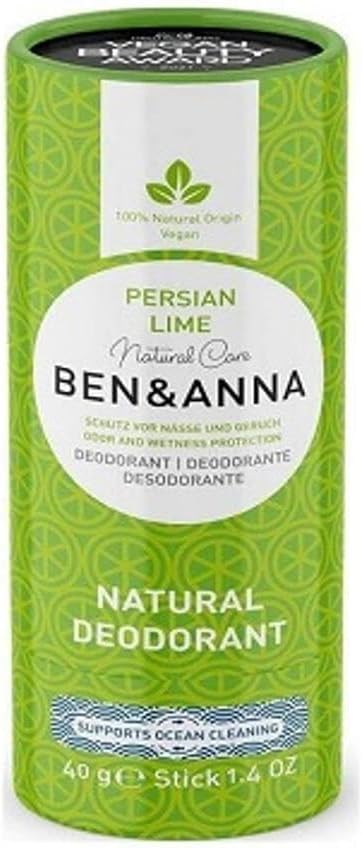 Ben & Anna Persian Lime Natural Deodorant Stick For Men And Women, Vegan & Natural Cosmetics, Sustainable In Papertube, Against Heavy Sweating, Aluminium-Free (40 G (Pack Of 1), Lime)