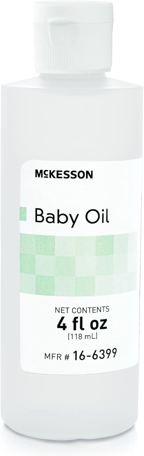 Mckesson Baby Oil For Dry Sensitive Skin, Scented Mineral Oil To Prevent Moisture Loss, 4 Oz, 96 Count