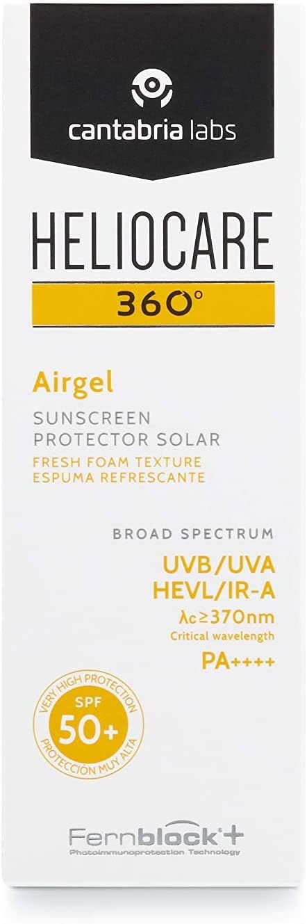 Heliocare 360 Airgel Spf50+ 60Ml | Mousse Sunscreen For Face & Neck | Uva Uvb Visible Light Infrared-A Anti-Ageing Sun Protection | Suits All Skin Types | Matte Finish | Supercharged With Antioxidants
