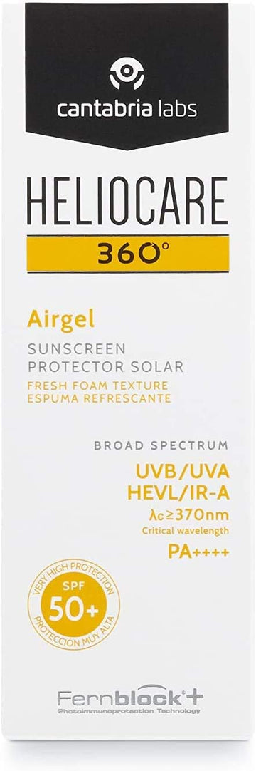 Heliocare 360 Airgel Spf50+ 60Ml | Mousse Sunscreen For Face & Neck | Uva Uvb Visible Light Infrared-A Anti-Ageing Sun Protection | Suits All Skin Types | Matte Finish | Supercharged With Antioxidants