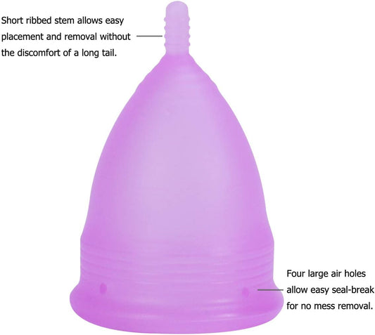 ?????????????????? ???????? Reusable Menstrual Cup Set of 4, Period Cup, 2 pcs Small and 2 pcs Large (Purple and White)