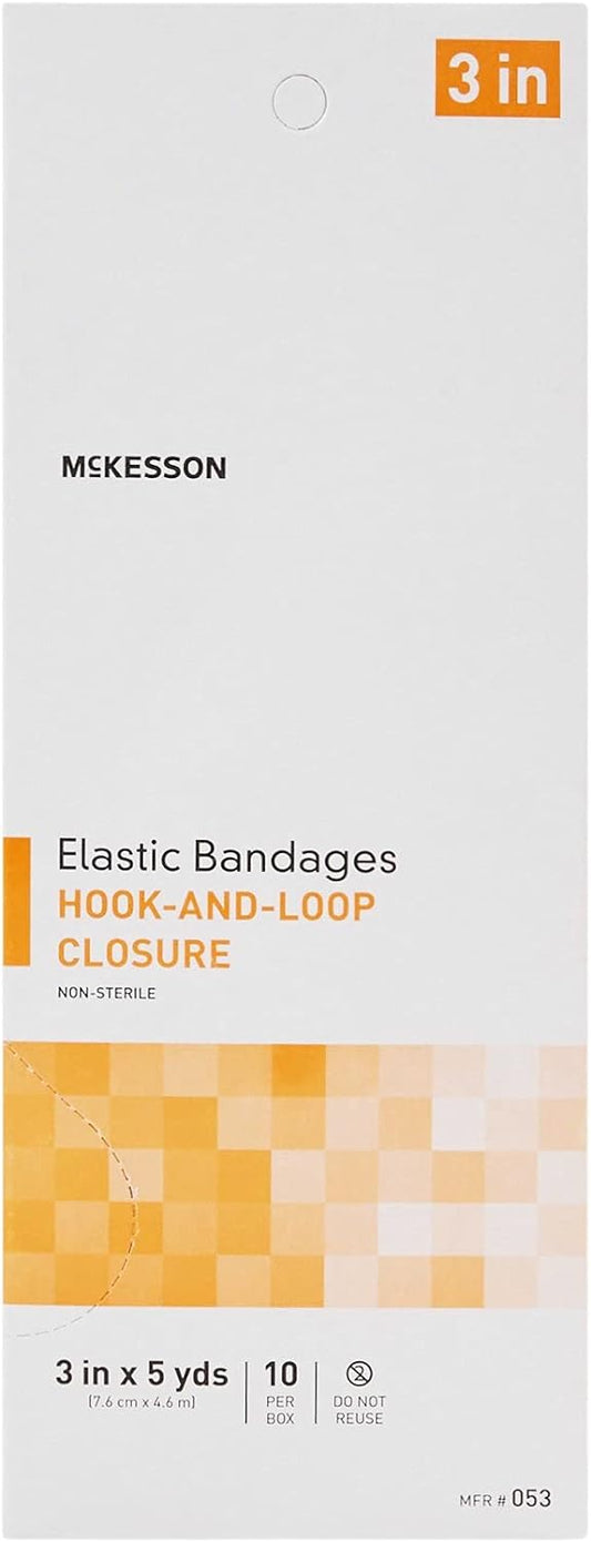 McKesson Elastic Bandage, Non-Sterile, Hook and Loop Closure, 3 in x 5 yds, 10 Count, 1 Pack